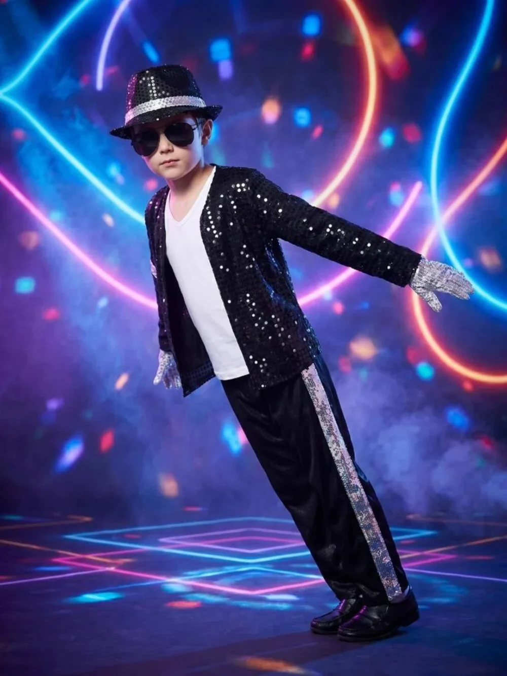 Kids 80s 90s Dance Star Costume - Boys Pop Stage Outfit for Halloween Fun